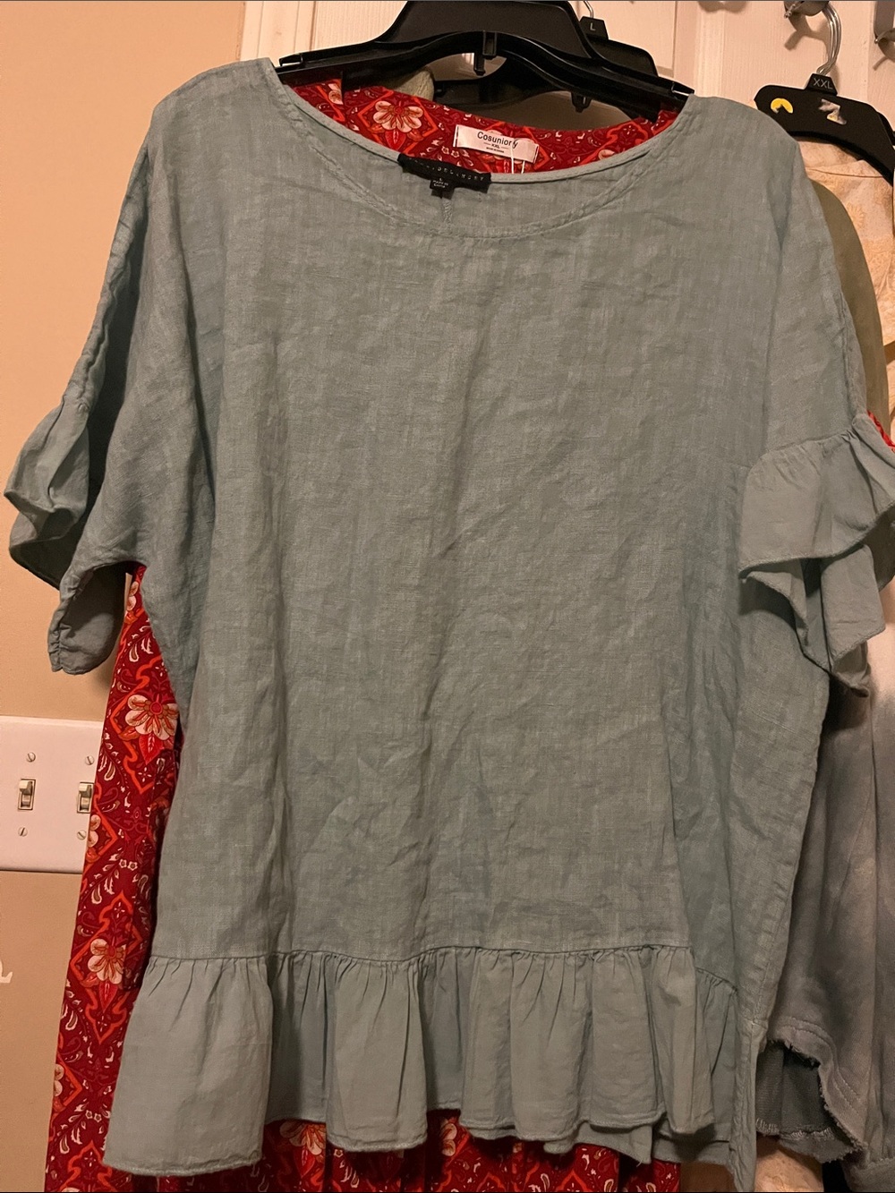 Jane and Delancey Light Sage Peplum Top - Picture 2 of 3